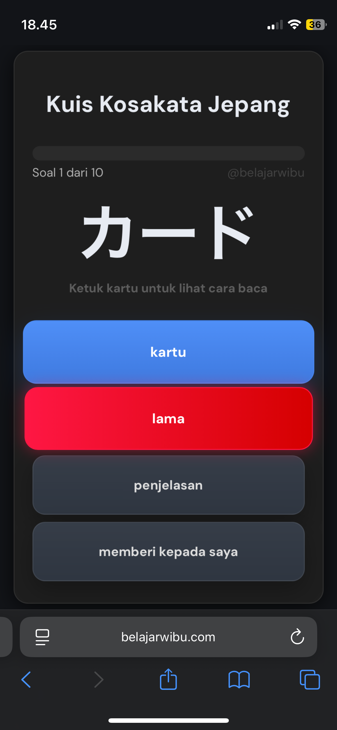 Kuis kosakata bahasa Jepang
